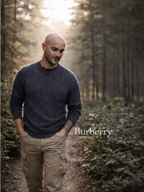 Men's Burberry Crewneck LambsWool Blend Sweater - Charcoal Gray